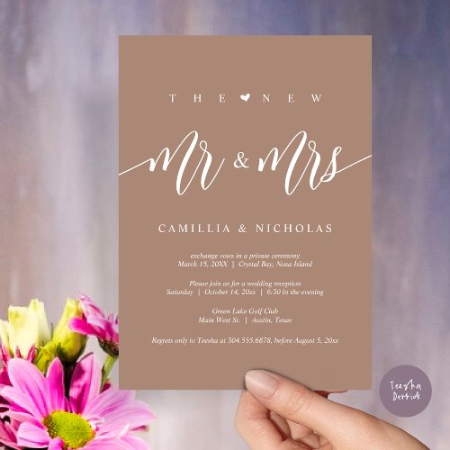 The New Mr and Mrs Wedding Elopement Party Invitation