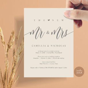 The New Mr and Mrs, Wedding Elopement Party Invitation