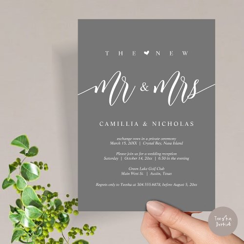 The New Mr and Mrs Wedding Elopement Party Invitation