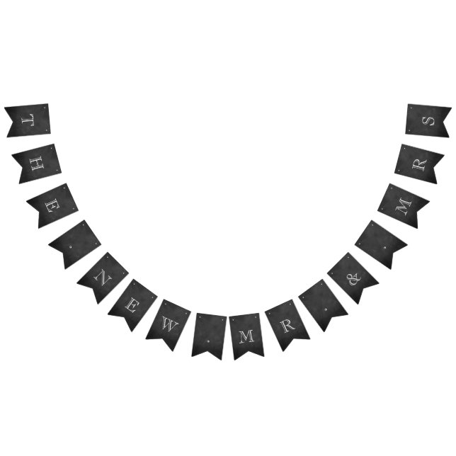 The New Mr. & Mrs. Chalkboard Wedding Bunting Flags (All)