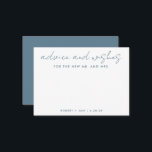 The New Mr   Mrs Minimalist Blue Wedding Advice Card<br><div class="desc">Use this modern wish card at your party to have guests leave a personal note for the guest of honor. Add your information on the template form. The advanced editing menu allows you to change the colors and the fonts.</div>