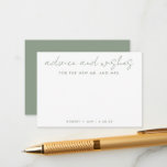 The New Mr   Mrs Minimalist Sage Green Wedding Advice Card<br><div class="desc">Use this modern wish card at your party to have guests leave a personal note for the guest of honor. Add your information on the template form. The advanced editing menu allows you to change the colors and the fonts.</div>