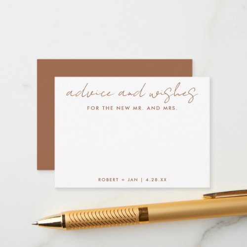 The New Mr  Mrs Minimalist Terracotta Wedding Adv Advice Card