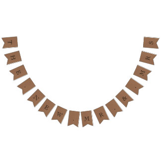 The New Mr. & Mrs. Rustic Kraft Wedding Bunting Flags