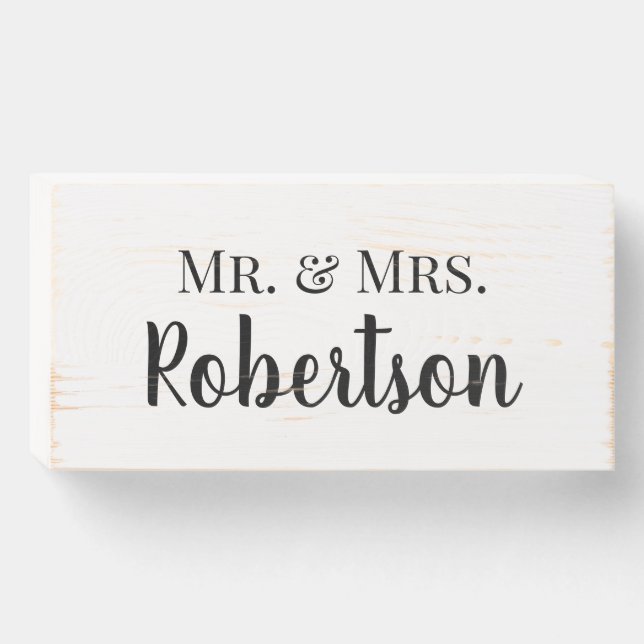 The New Mr. & Mrs. Wedding Reception Table Wooden Wooden Box Sign (Front Horizontal)