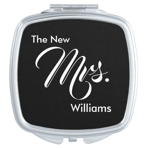 The New Mrs Black and White Name Text Compact Mirror