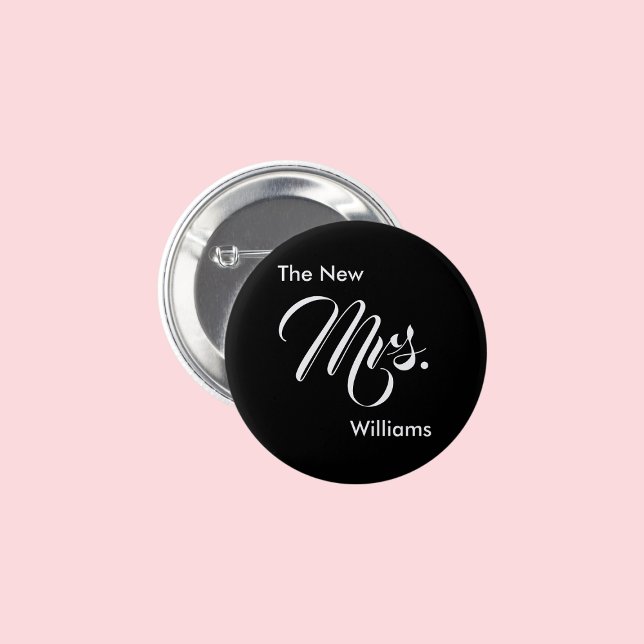 The New Mrs. Black and White Script Text Template Button (Creator Uploaded)