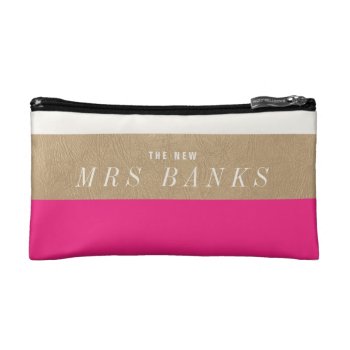 The New Mrs. Hot Pink Makeup Bag by OakStreetPress at Zazzle