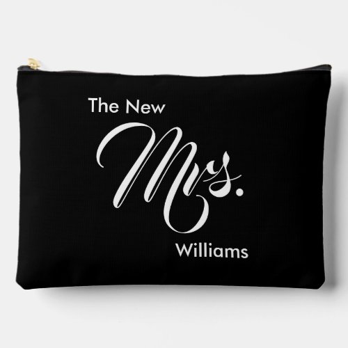 The New Mrs Last Name Black and White Accessory Pouch