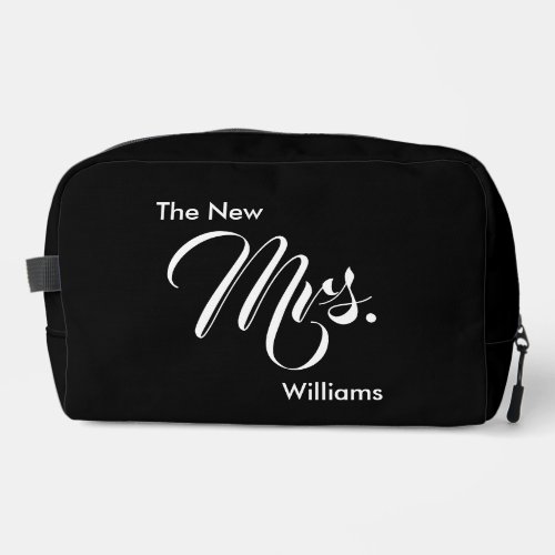 The New Mrs Last Name Black and White Dopp Kit
