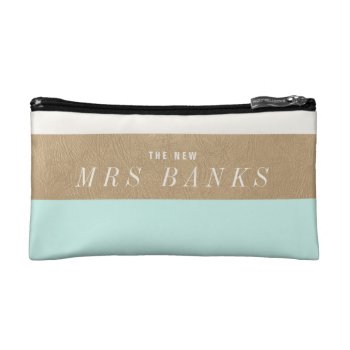 The New Mrs. Mint Green Cosmetic Bag by OakStreetPress at Zazzle