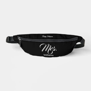 The New Mrs. Name Black and White Script Fanny Pack