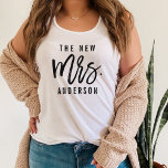 The New Mrs Personalized Bride Tank Top<br><div class="desc">After the wedding, show off your new last name in our super cute typography tank! Personalized bride design features "the new Mrs. [lastname]" in modern black typography. Use the field provided to personalize with your new last name. Design can be customized to read "the future Mrs. [lastname]" for brides to...</div>
