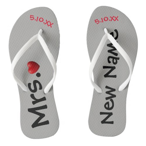 The New Mrs  Personalized  Flip Flops
