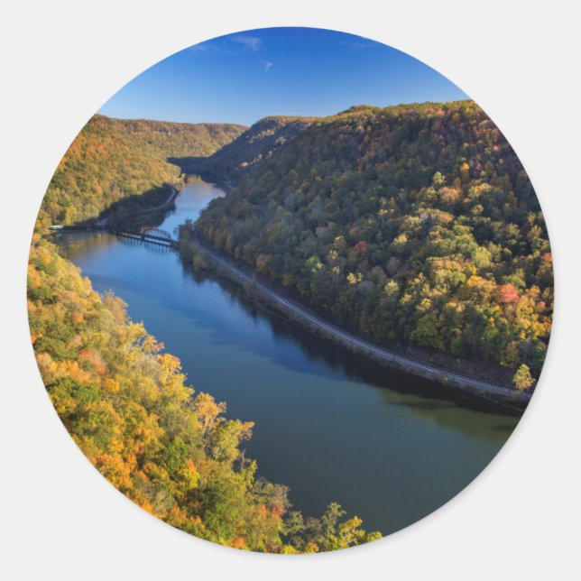 The New River Gorge At Hawks Nest State Park Classic Round Sticker (Front)
