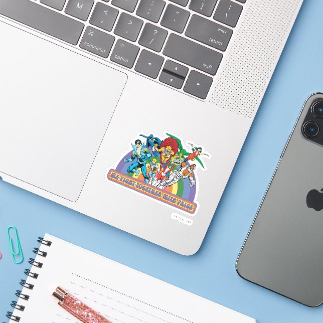 The New Teen Titans - We Fight Together With Pride Sticker (Laptop w/ iPhone)