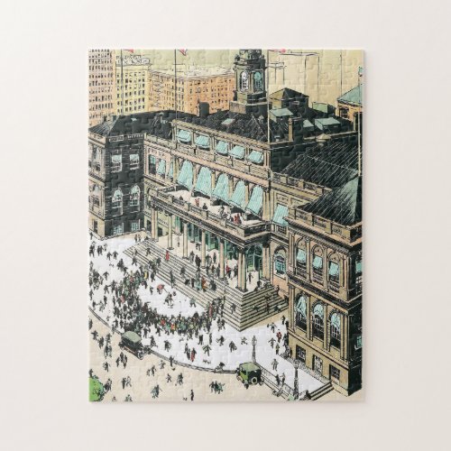 The New York City Hall with crowd Jigsaw Puzzle