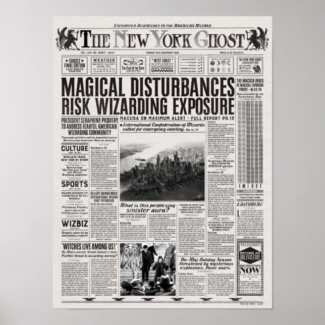 The New York Ghost Newspaper Poster (Front)