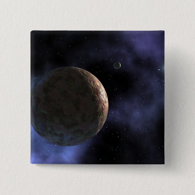 The newly discovered planet-like object pinback button (Front)