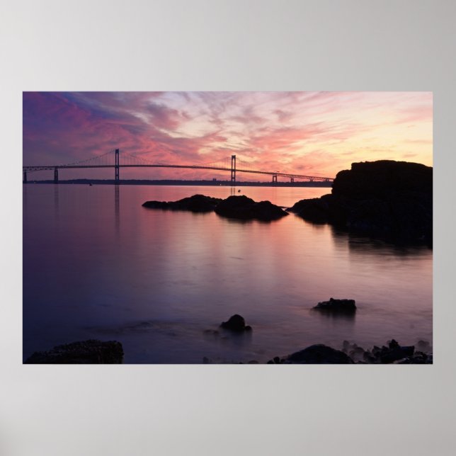The Newport (Pell) Bridge at Twilight Poster (Front)