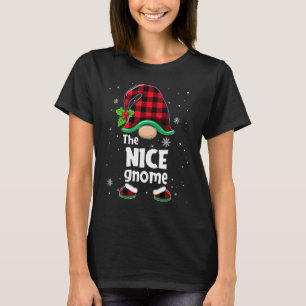 The Nice Gnome Buffalo Plaid Christmas Matching Fa T-Shirt