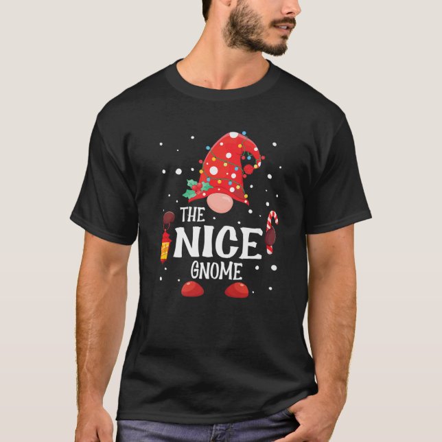 The Nice Gnome Matching Family Christmas Gnome Paj T-Shirt (Front)