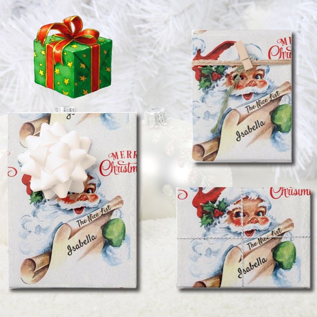 The Nice List Personalize Child's Name From Santa Wrapping Paper Sheets (Creator Uploaded)