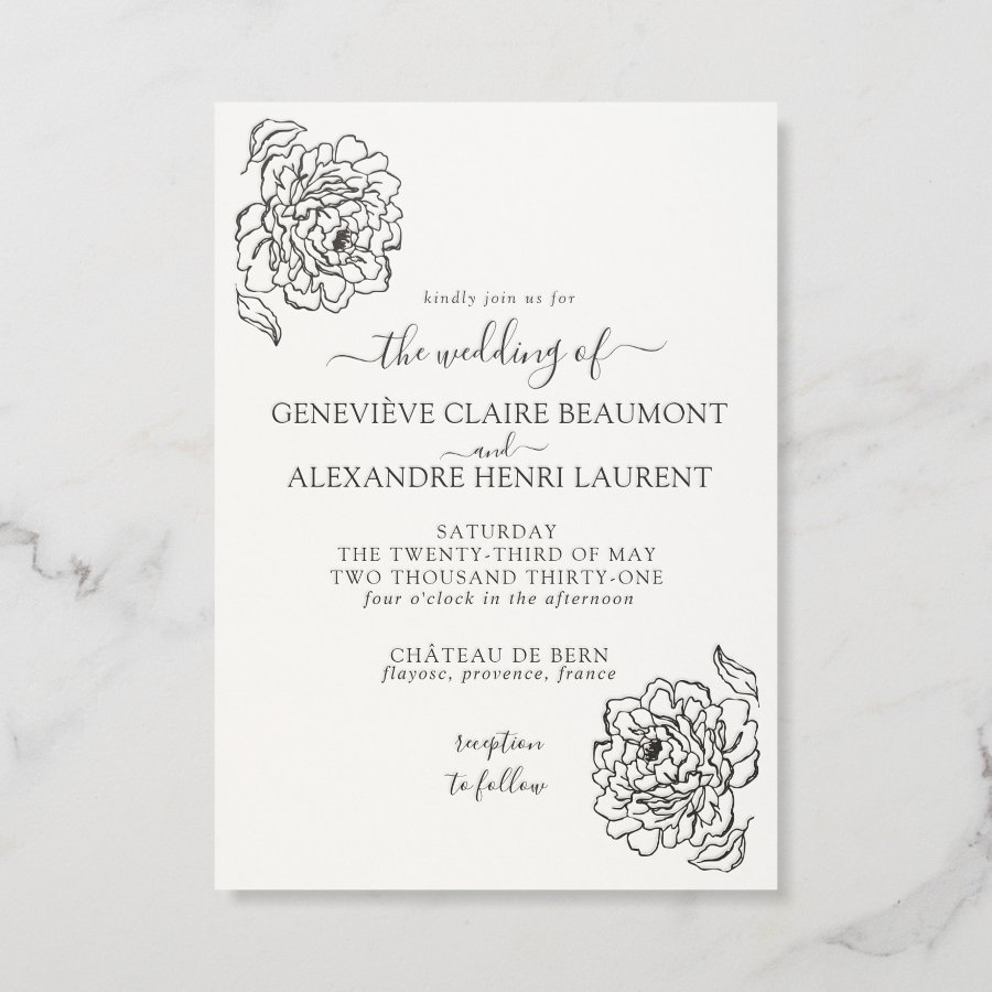 The Nicolette Suite | Romantic Peony Wedding Letterpress Invitation
