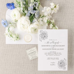 The Nicolette Suite Romantic Peony Wedding Letterpress Invitation