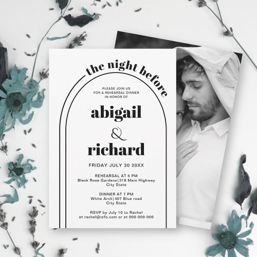 The Night Before arch wedding rehearsal dinner Invitation