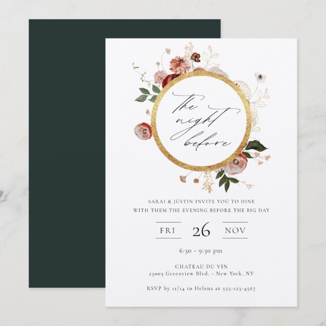 The Night Before Autumn Floral Invitation (Front/Back)