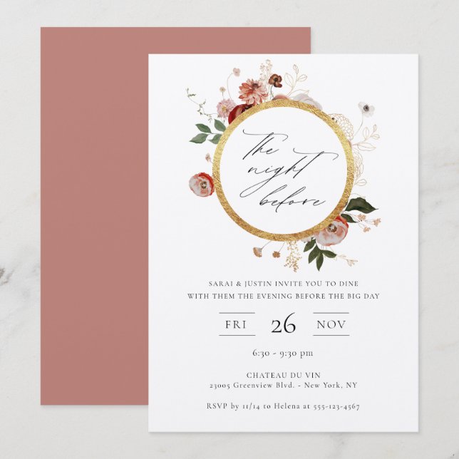 The Night Before Autumn Floral Invitation (Front/Back)