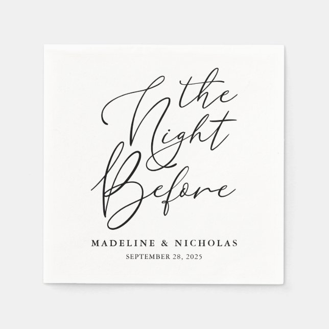 The Night Before Black And White Modern Wedding Napkins (Front)