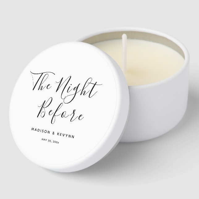 The Night Before Black and White Wedding Mini Candle Favors (Corner)