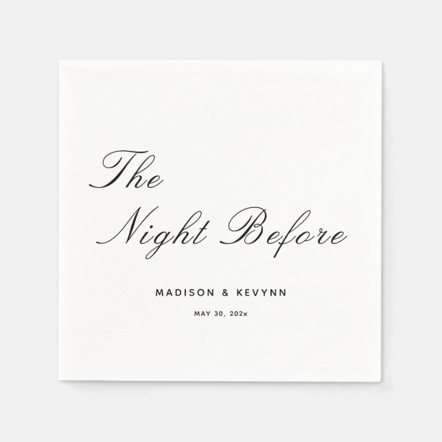 The Night Before Black and White Wedding Napkins (Front)