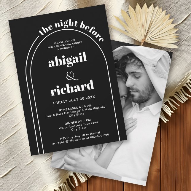 The Night Before black wedding rehearsal dinner Invitation (Creator Uploaded)
