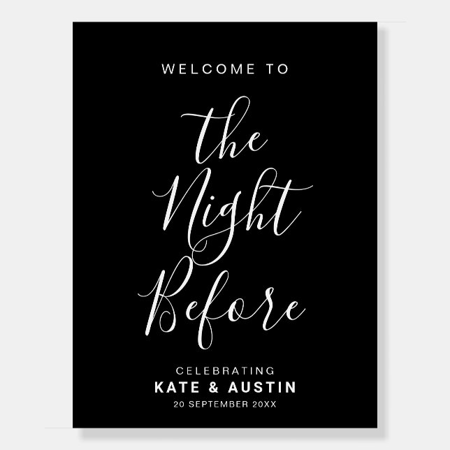The night before black wedding rehearsal sign (Front)