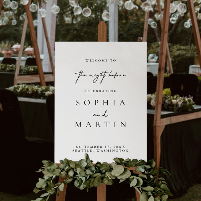 The Night Before Black White Wedding Welcome Sign (Creator Uploaded)