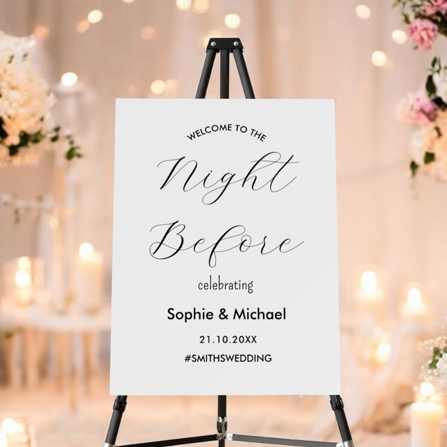 The Night Before Black White Welcome Calligraphy Foam Board (Creator Uploaded)