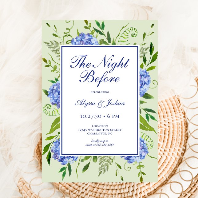 The Night Before Blue Hydrangea Invitation (Creator Uploaded)