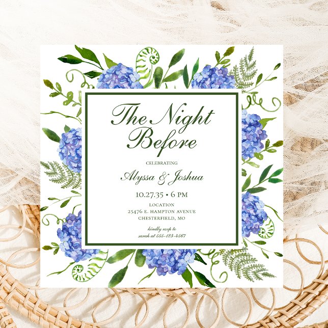 The Night Before Blue Hydrangea Photo Invitation (Creator Uploaded)