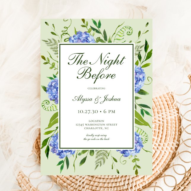 The Night Before Blue Hydrangea QR Code Invitation (Creator Uploaded)
