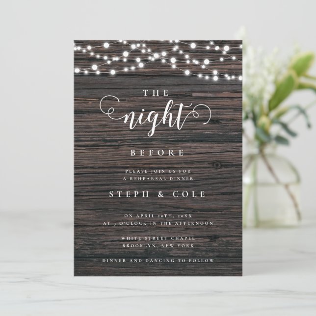The Night Before Boho Rehearsal Dinner Invitation (Standing Front)