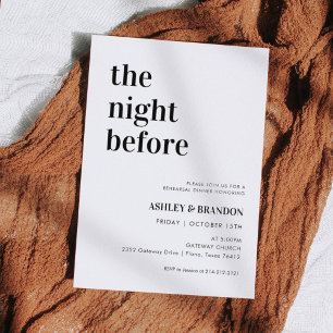 The Night Before Bold Wedding Rehearsal Dinner Invitation