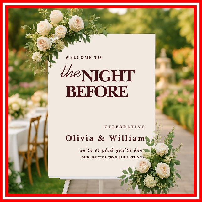 The Night Before Burgundy Wedding Sign (Creator Uploaded)