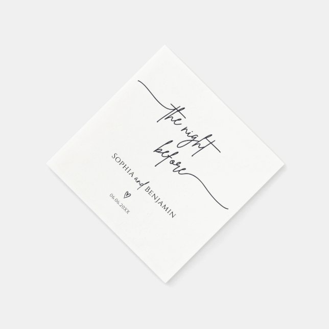 The Night Before Calligraphy heart wedding Napkins (Corner)