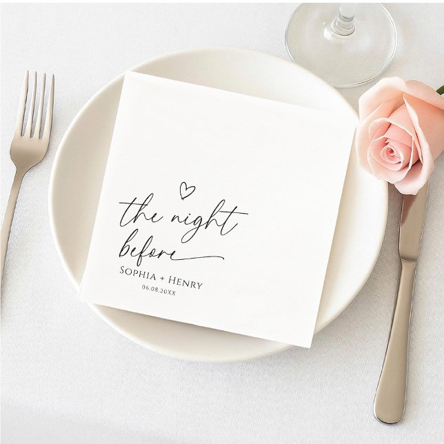 The Night Before Calligraphy heart wedding  Napkins (Creator Uploaded)