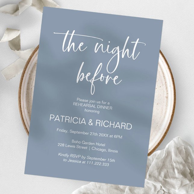 The Night Before Calligraphy Rehearsal Dinner Invitation (Creator Uploaded)