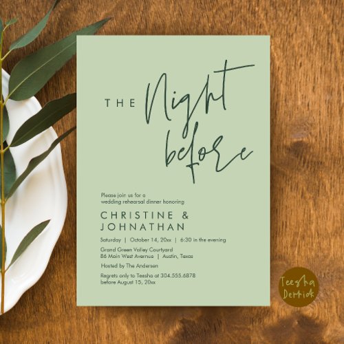 The Night Before, Casual Wedding Rehearsal Dinner Invitation