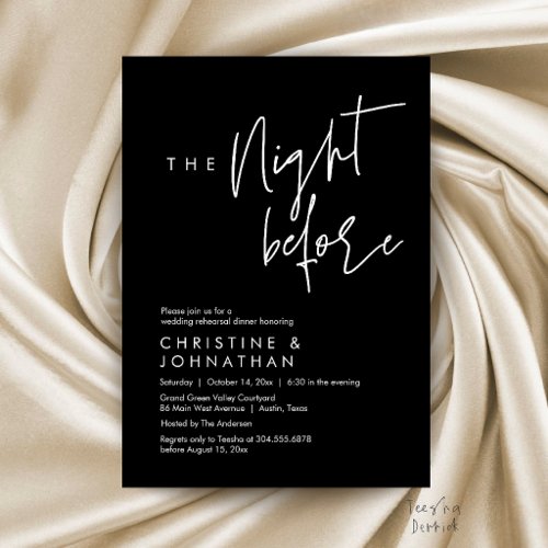 The Night Before, Casual Wedding Rehearsal Dinner Invitation